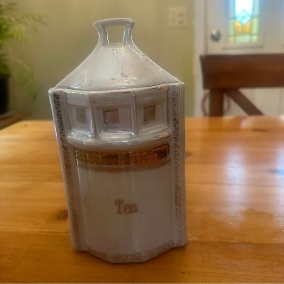 Vintage White Lusterware Germany Canister Set of Three Rice Tea Coffee - Picture 3 of 13